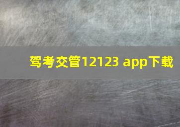 驾考交管12123 app下载